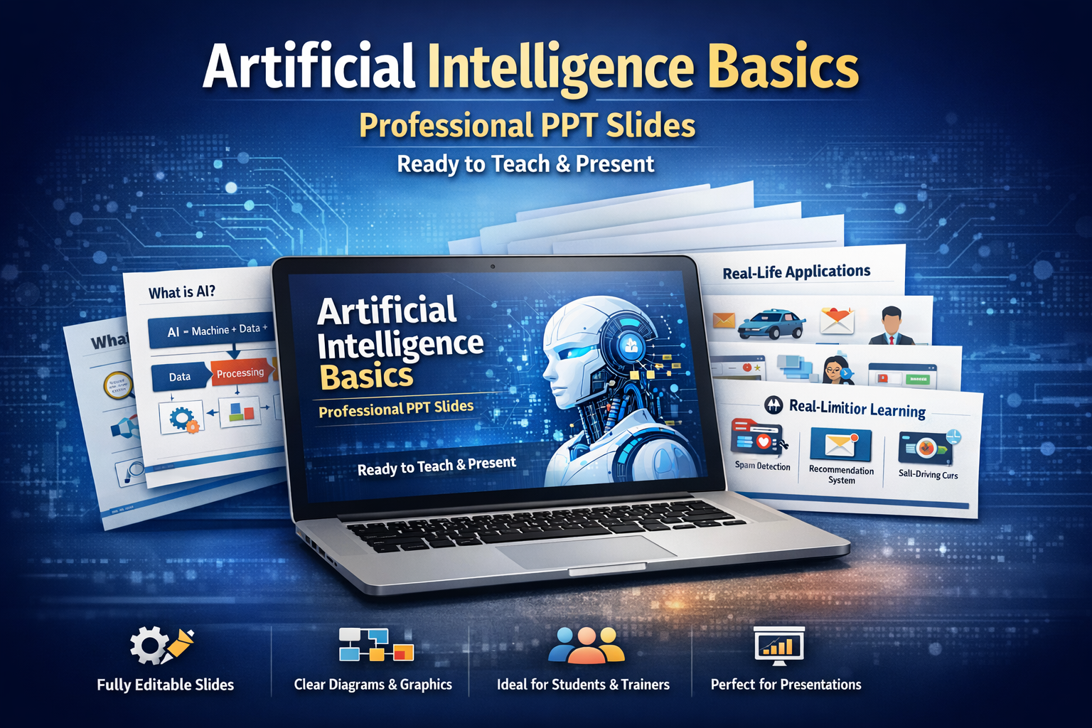 Artificial Intelligence Basics – Professional PPT Slides (Ready to Teach & Present)